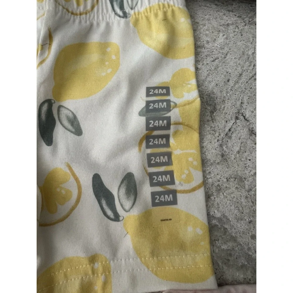 Carters Toddler‎ Girls 24M 2 Pack Shorts 24M Lemons & Tie Dye Hearts Pink Yellow